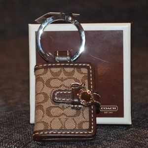 authentic coach signature beige photo keychain